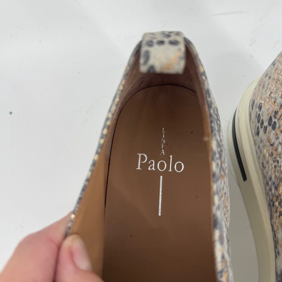 Linea Paolo Kai Women Snake Print Slip On Platform Sneakers Silver Gold Tan 9.5M - Picture 5 of 11